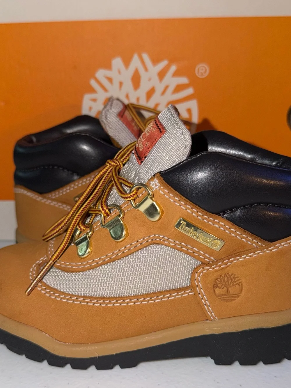 Timberland Kids Tan and Black Lace-Up Hiking Boots